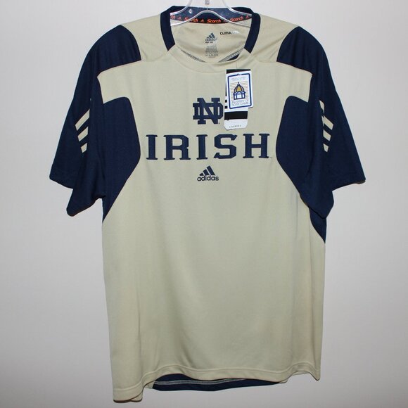 3/$77❤️Notre Dame Fighting Irish NCAA Adidas S/S crew neck jersey navy gold - Picture 3 of 11